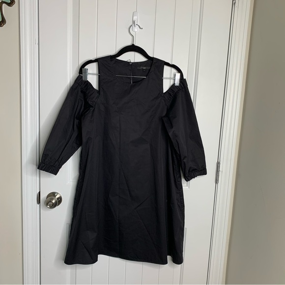 Tibi‎ black cold shoulder minimalist preppy dress size 2 quiet luxury - Picture 1 of 5
